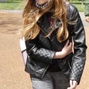 Art Class Quilted Black Leather Jacket